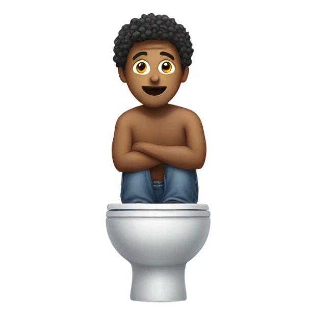 man coming out of toilet sticker