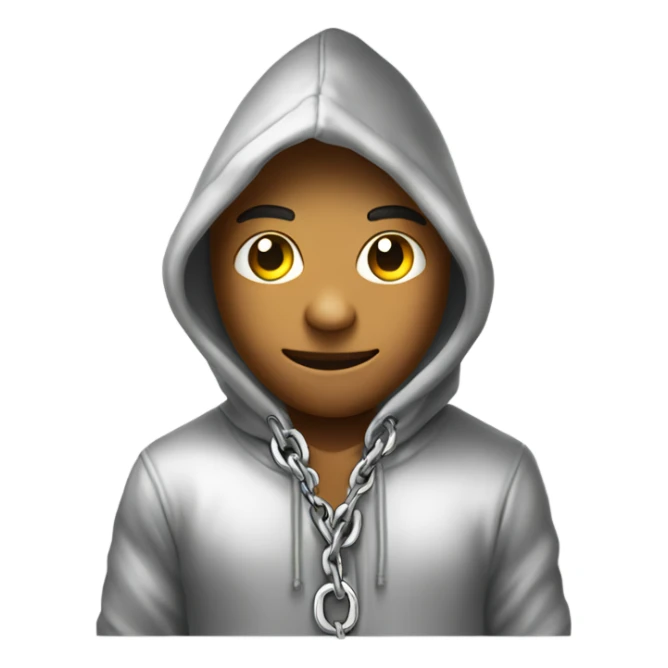 Silver chain hanging out of hoodie sticker