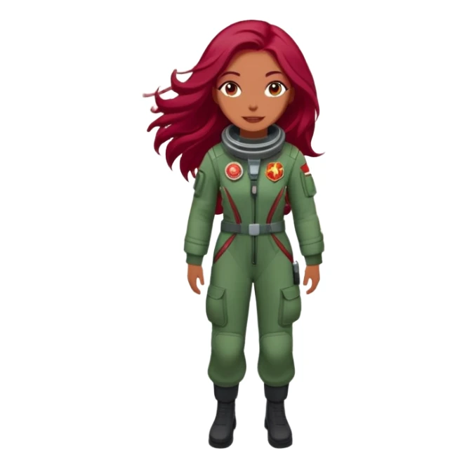 Women with long dark ruby red hair jetpacking through a Moroccan market  sticker