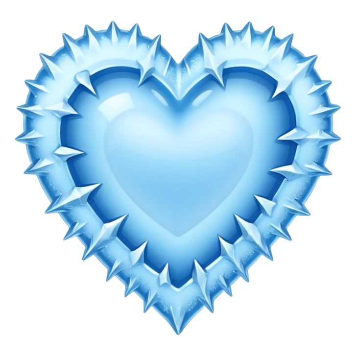 An ice blue heart with frost and jagged ice crystals covering it sticker