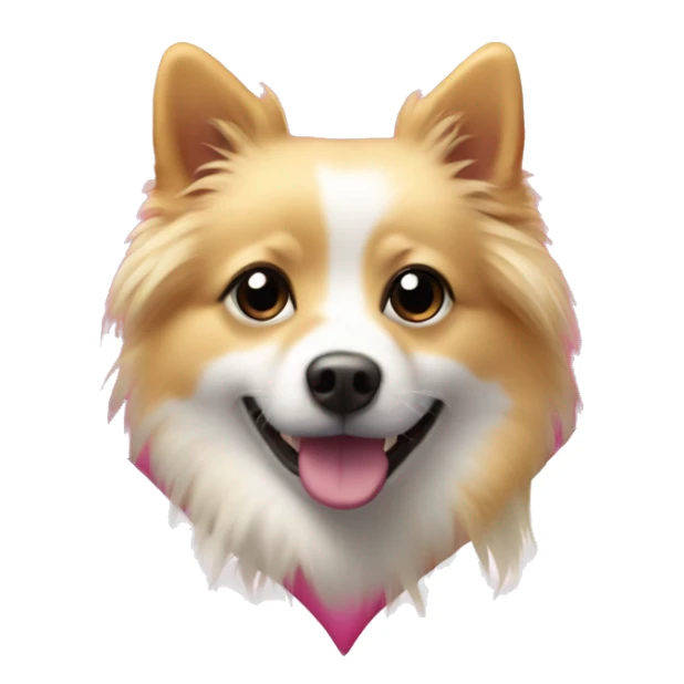 White and blonde spots spitz in a pink heart sticker