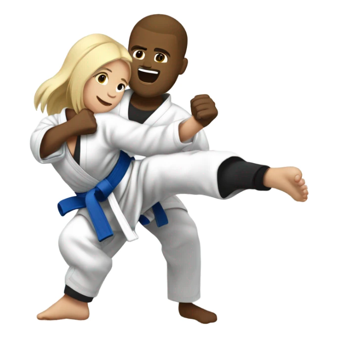 Blonde woman and brunette white man doing Jiu jitsu  sticker