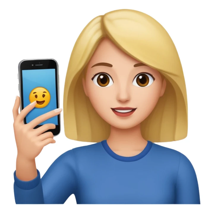  woman holding her phone having selfie sticker