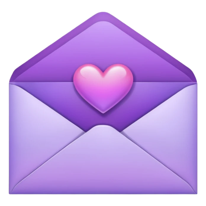 aesthetic envelope with letter and heart in purple gradient sticker