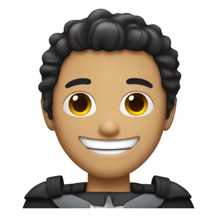 a man smiling with batman mask black hair sticker