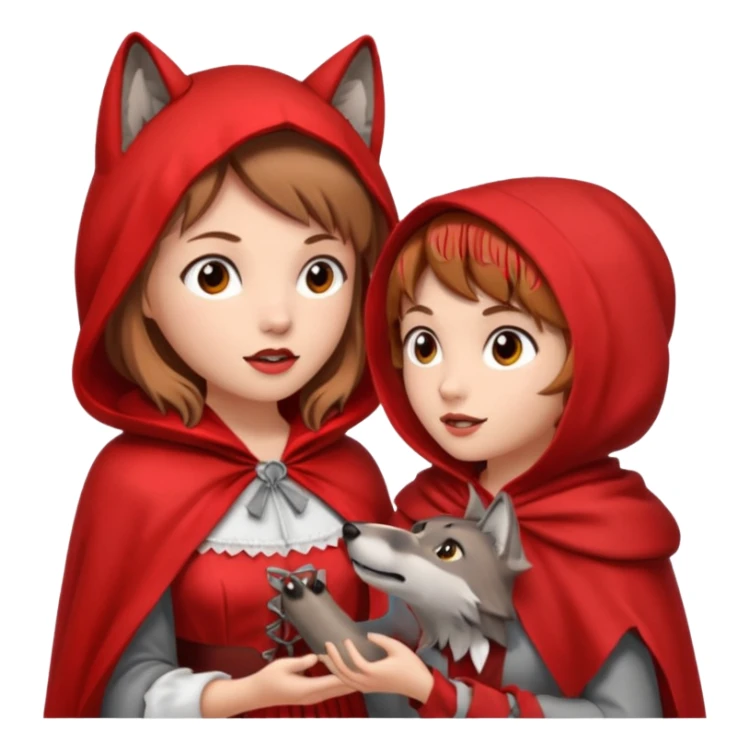 Caperucita roja hablando con el lobo en el bosque sticker