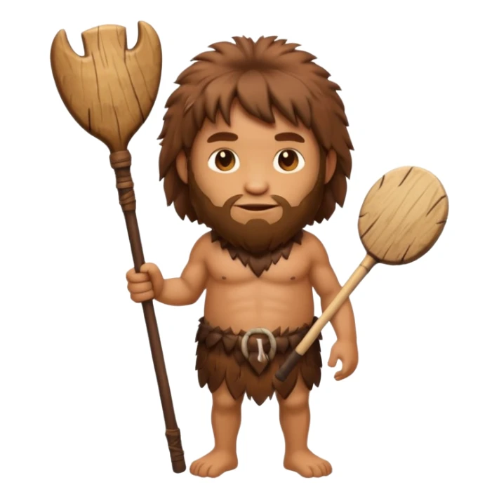 Caveman emoji in animal skin with a club sticker