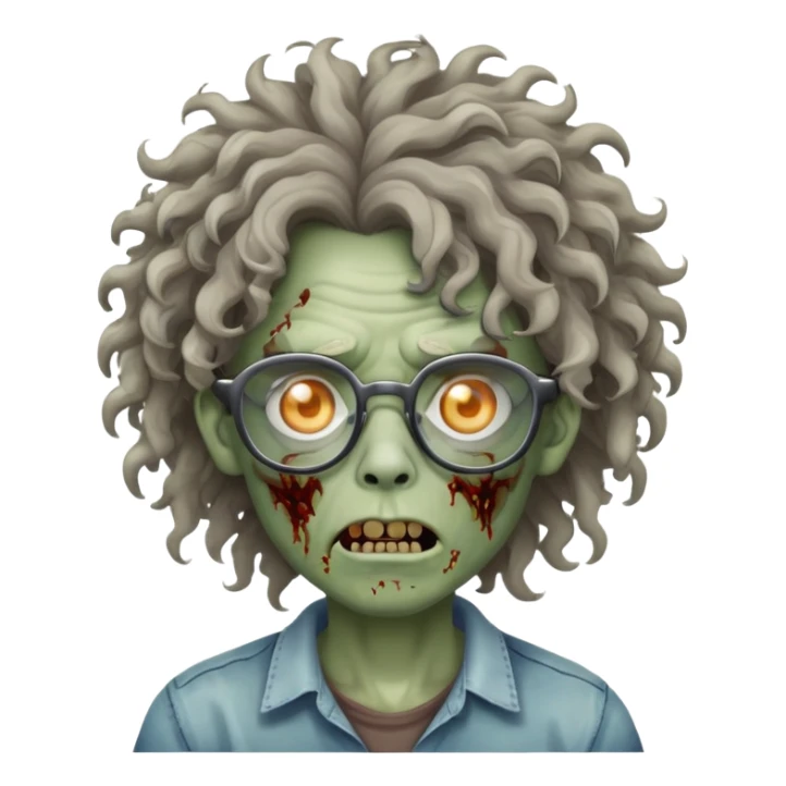 zombie with curly hair and glasses sticker