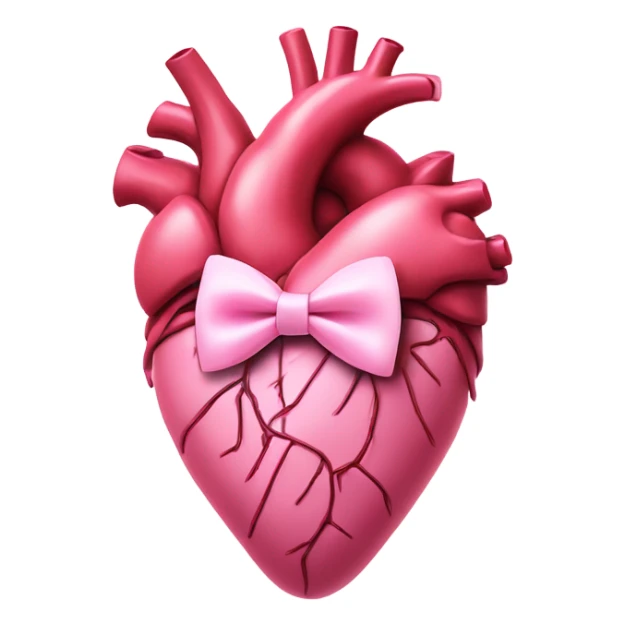 Pink anatomical heart pastel pink with pink bow tie on top sticker