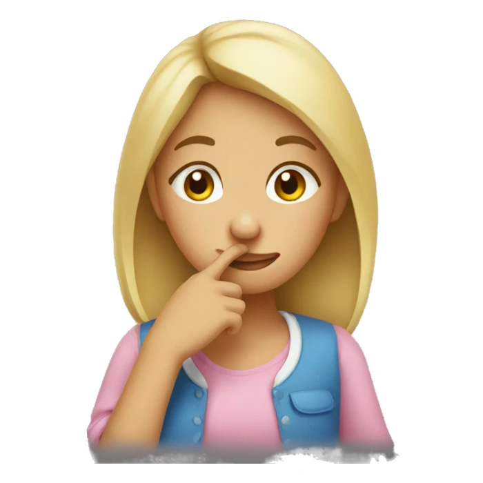 Girl holding nose sticker