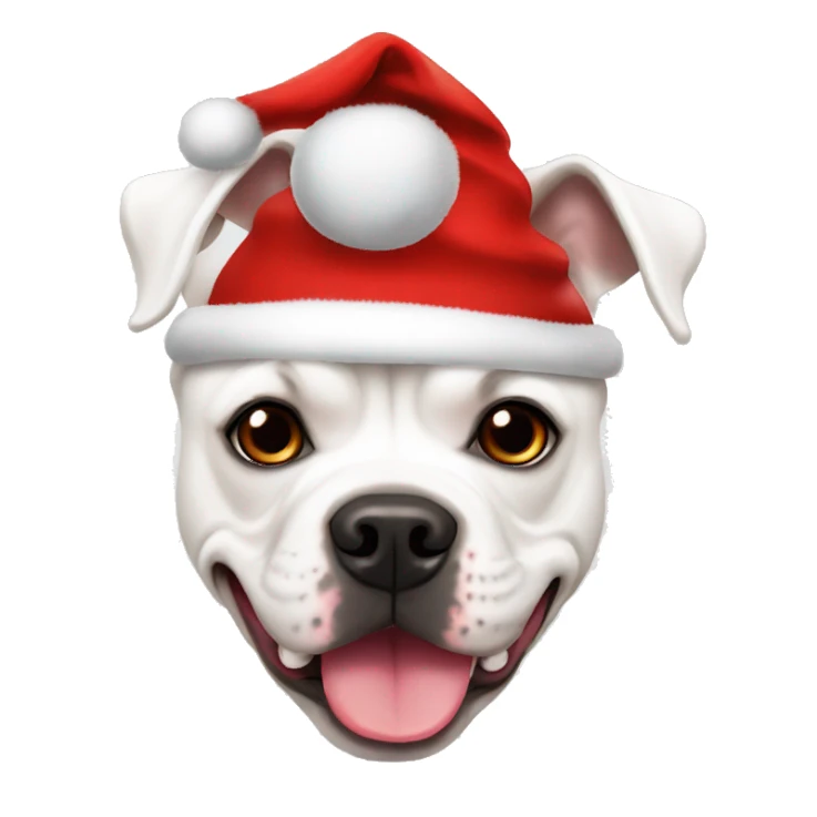 White american bulldog with xmas hat sticker