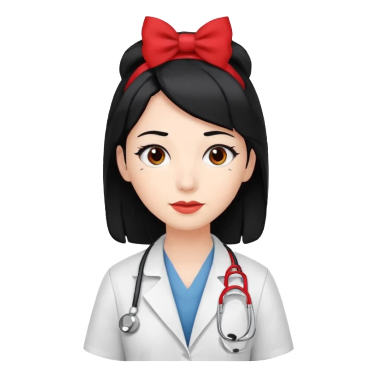 doctor with black hair and red hairclips  sticker