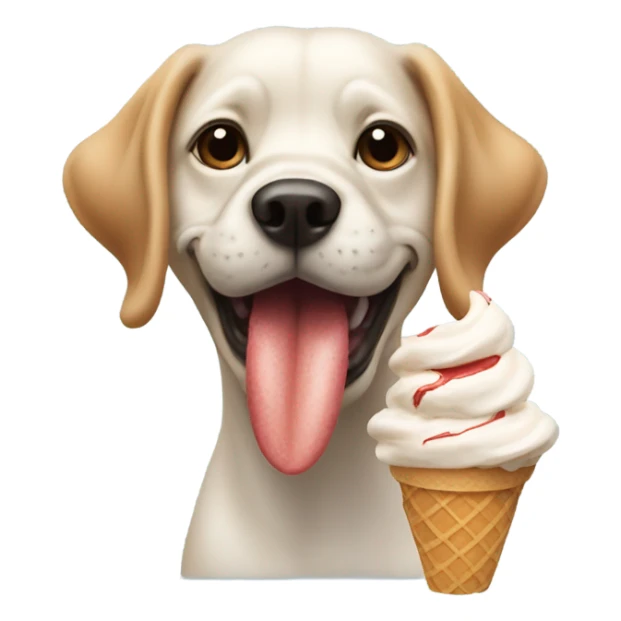 a dog eating an ice cream cone like a crab sticker