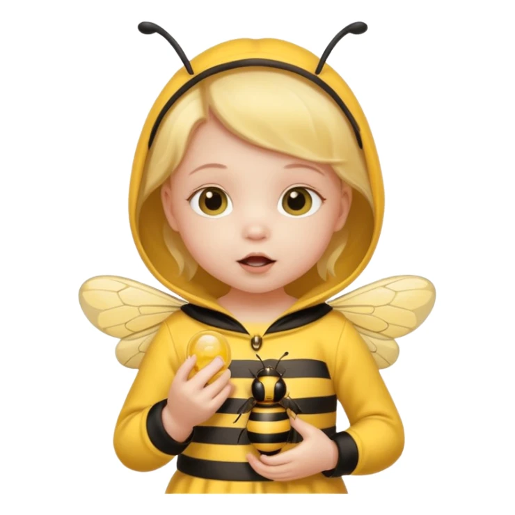 baby girl with pacifier dressed as a bee sticker