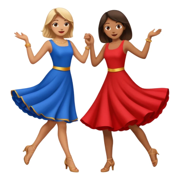 two people dancing- one wearing read and one wearing bue sticker