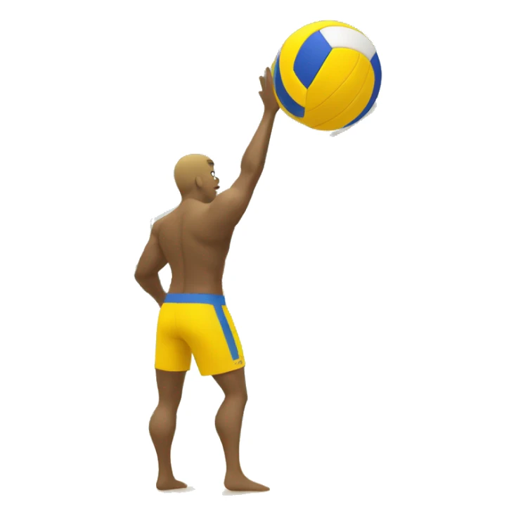 Yellow Man in shorts  passing a beach volleyball sticker