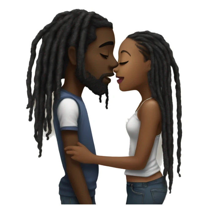 kiss-kiss black girl and black guy with dreads sticker