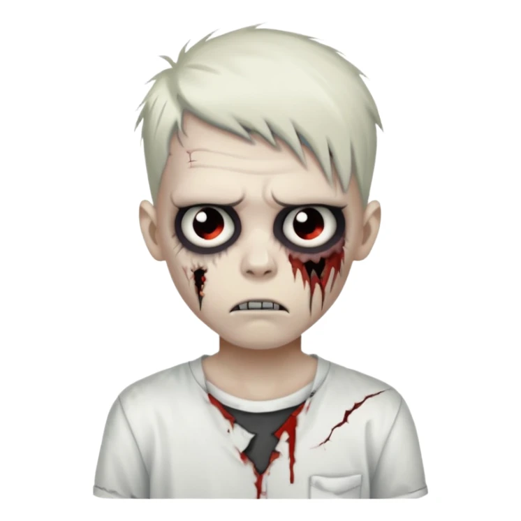 zombie boy with emo hair and white shirt sticker