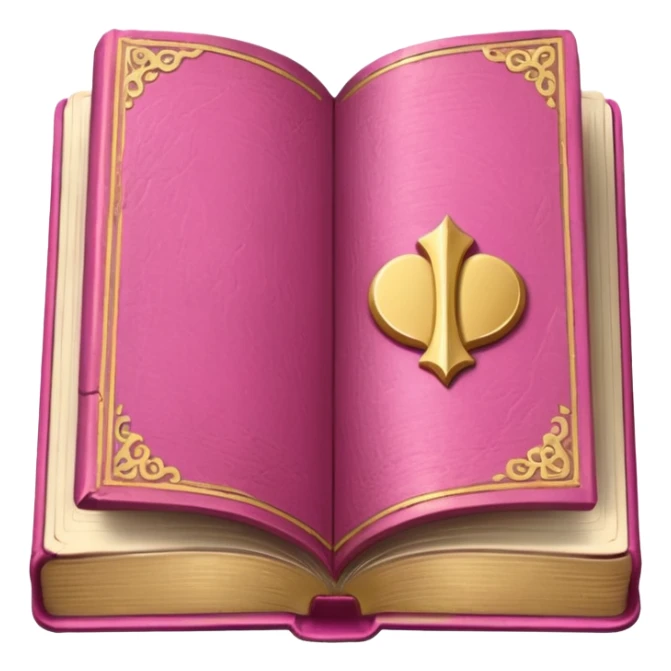 An open pink book with golden details
 sticker