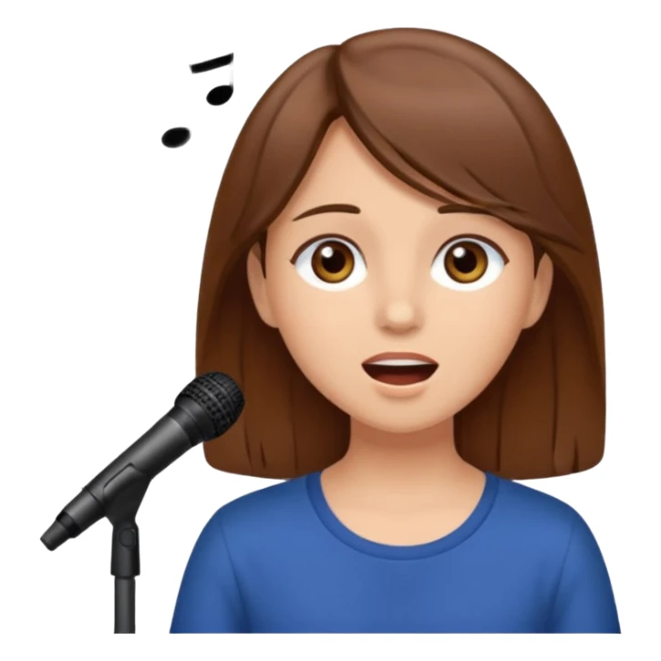 girl with a brown hair and brown eyes singing  sticker