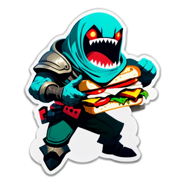Pyke from League of Legends eating dirty sandwich sticker