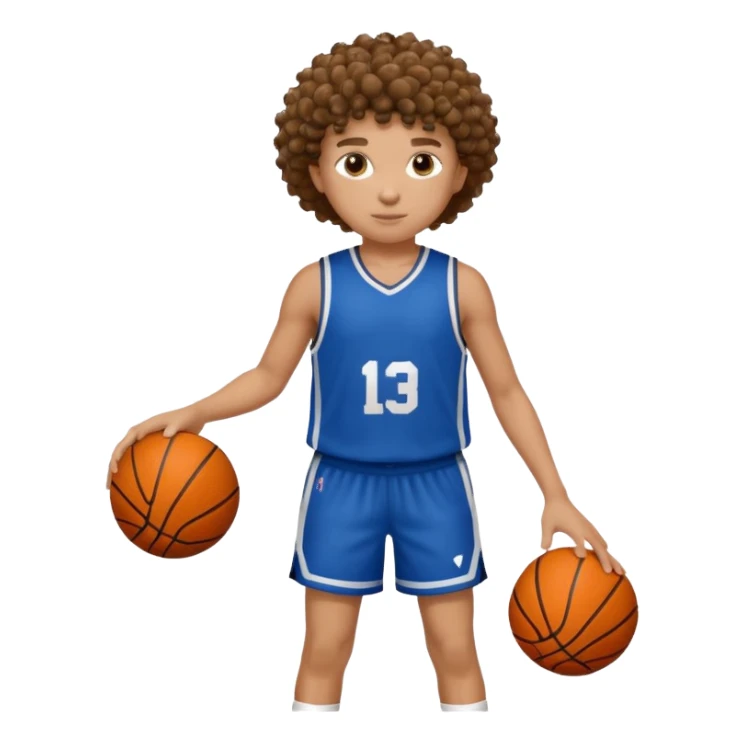 8 numaralı kıvırcık cocuk basketçi sticker