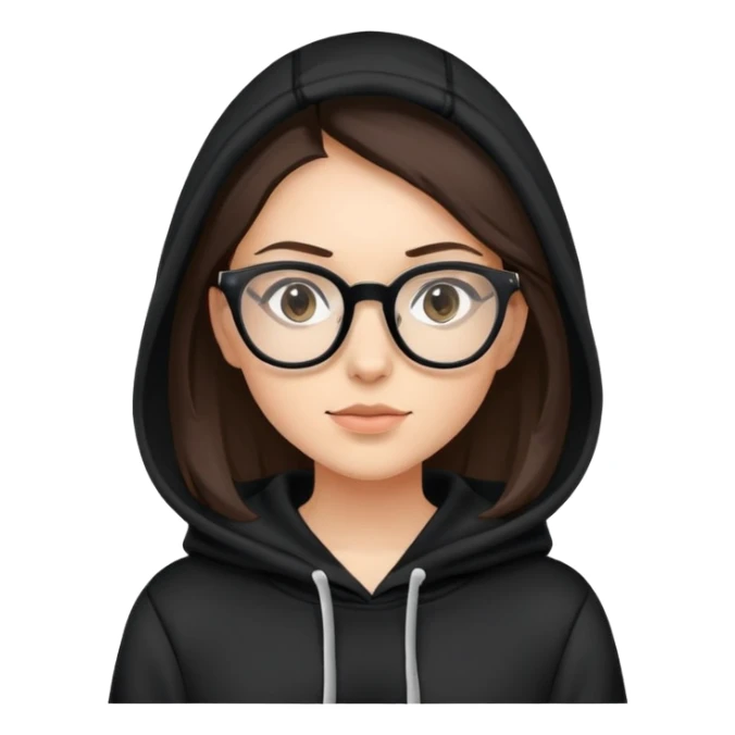 Brunette female with glasses in black hoodie sticker
