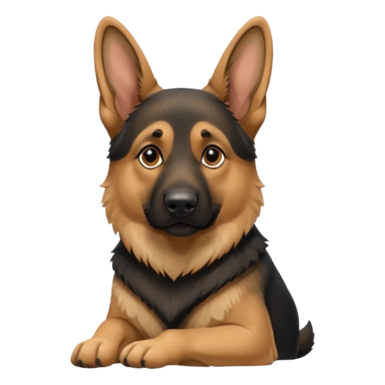 Sitting German shepherd with one floppy ear and one ear up sticker