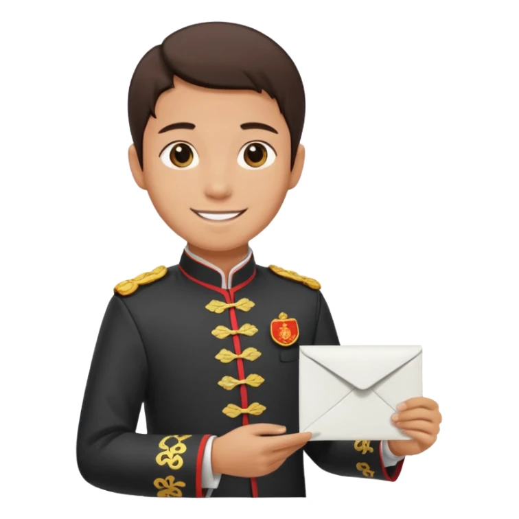 a university student handing letter to a official with chinese tunic suit sticker