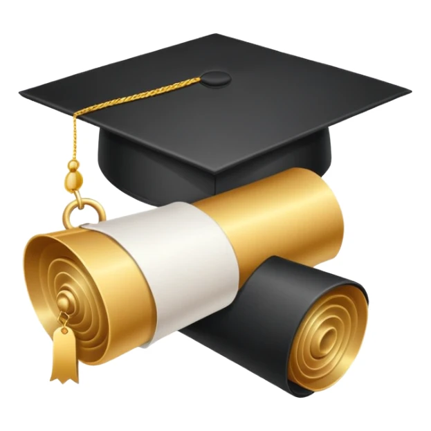 Graduation cap with diploma and honor roll medal sticker