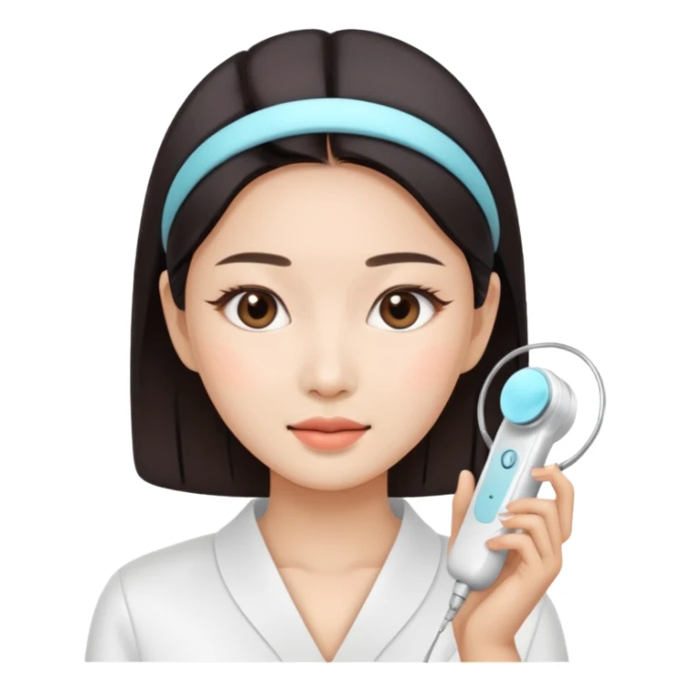 Asian women using facial beauty devices sticker
