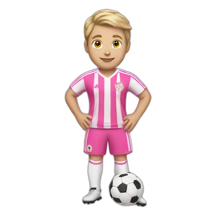 White boy with soccer Ball wearing soccer pink suit sticker