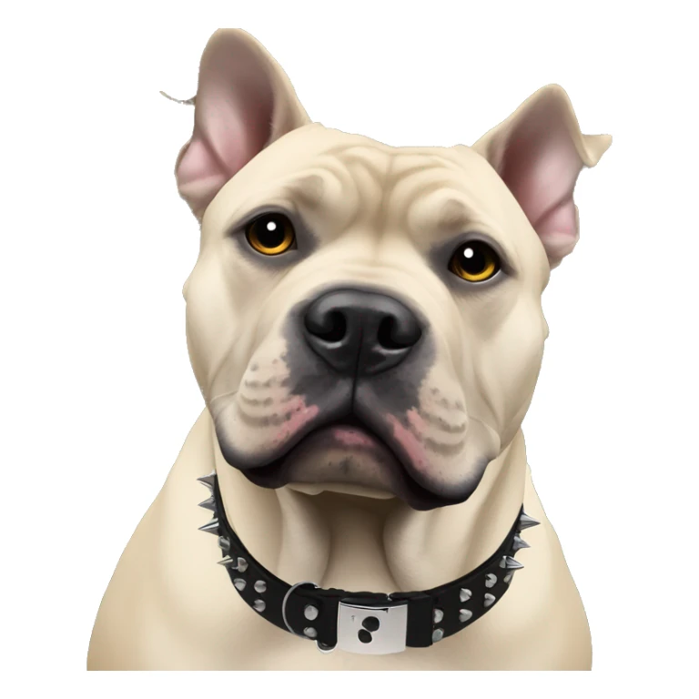 Eris the all black American bully wearing a black spiked collar sticker