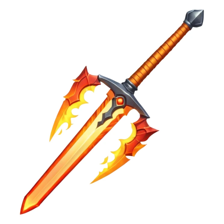 Flaming magic sword — fiery aura and sparks sticker