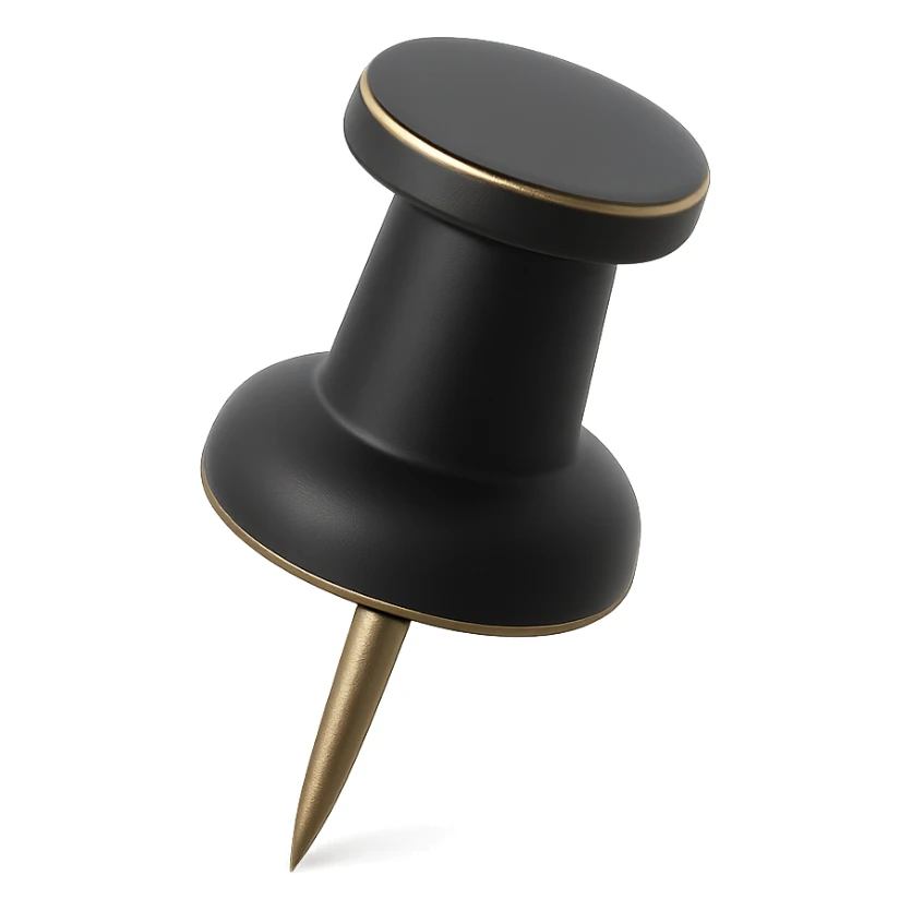 a classic push pin in 3D black style sticker