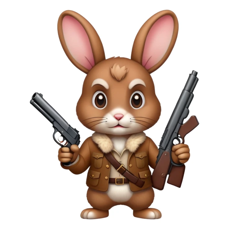 A cartoon rabbit shooting a gun sticker
