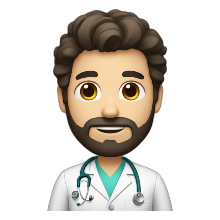 doctor with dark long brown hair and beard, big brown eyes sticker