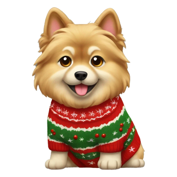 Zwergspitz wearing christmas Sweater  sticker