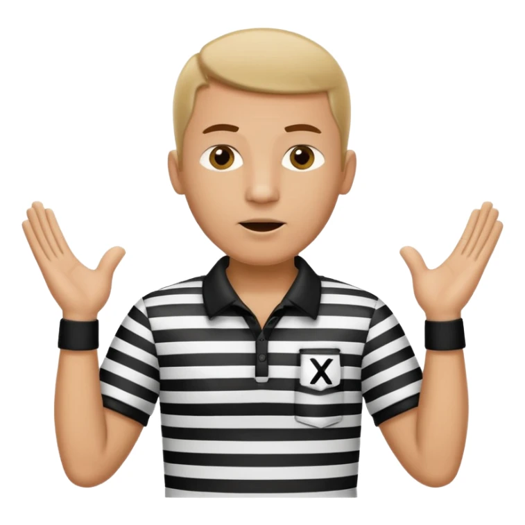 referee with raised arms crossed like an X sticker