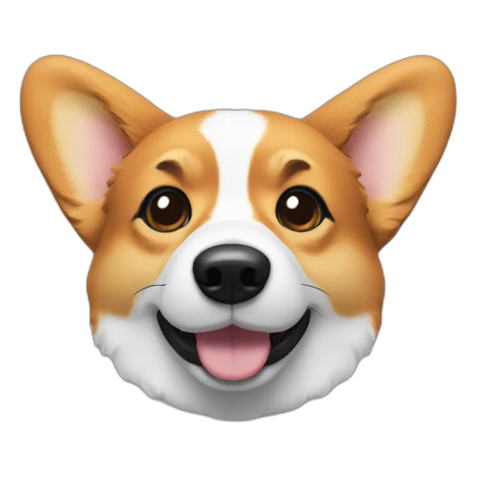 Corgi head with ears flapped down and black instead of white fur sticker