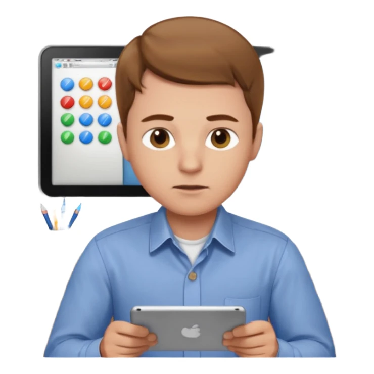 man with lgiht brown hair doing back, round cheeks at work lighter skin, hazel eyes sticker