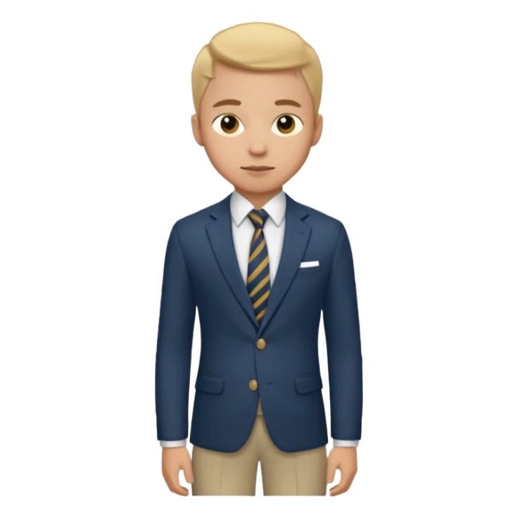 Young man, tailored trousers, a crisp button-down shirt, a blazer, and tie

 sticker