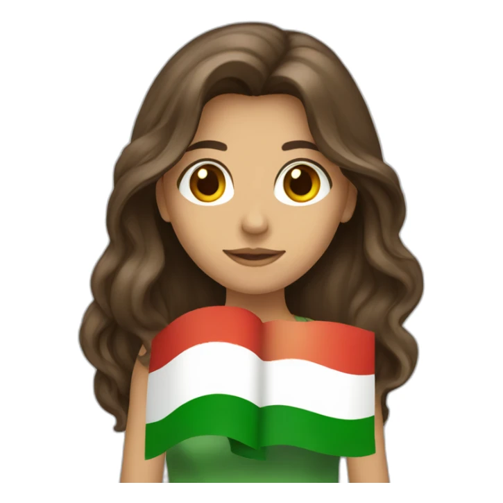long haired brunette with brown eyes waving bulgarian flag sticker