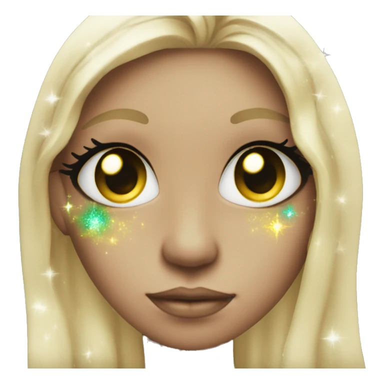 Sparkly eyes with peace sign sticker