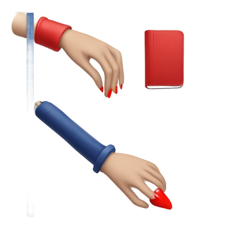 a hand with a red manicure holds a dark blue diary sticker