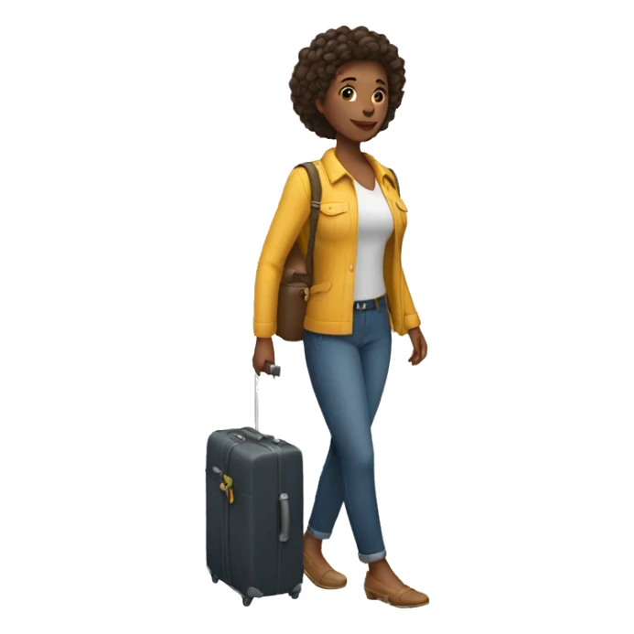 woman with luggage sticker
