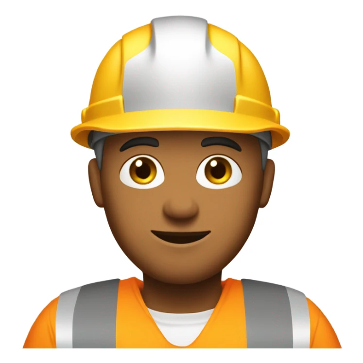 Construction worker wearing orange shirt with yellow sleeves and yellow hard hat. sticker