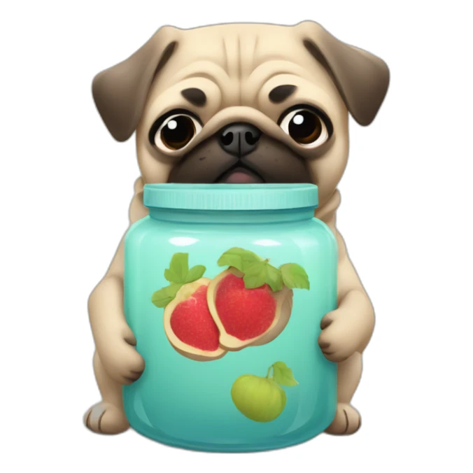 pug hugging jar of figjam sticker