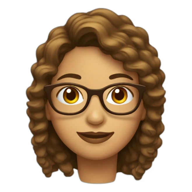 chica con lentes, pelo castaño ondulado largo sticker