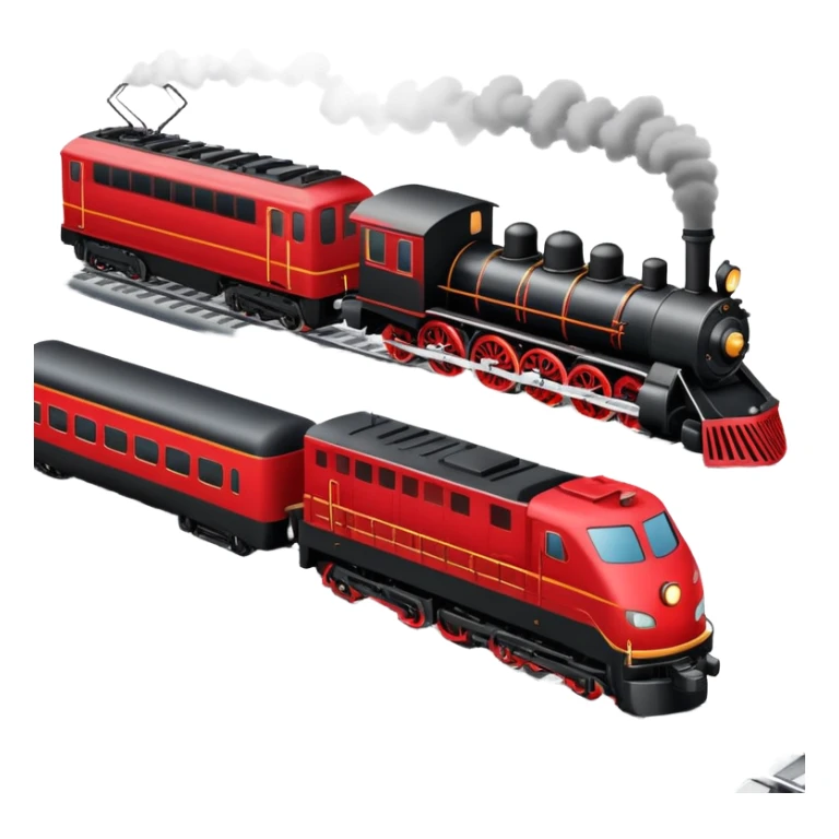 train with locomotive and cars on tracks sticker